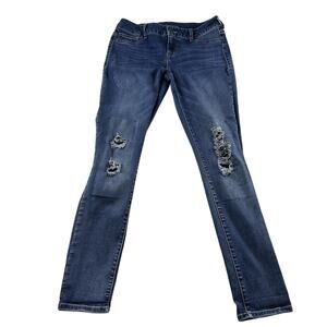 Maurices Skinny Jeans Womens Medium M Regular Blue Distressed Low Rise Denim